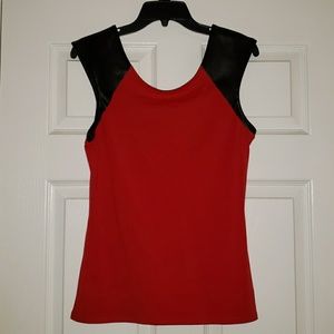Express Tank w/ Faux Leather Shoulders